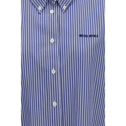 Miu Miu Blue Striped Cotton Dress Shirt
