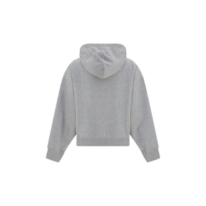 Ganni Gray Cotton Zip-Up Hooded Sweatshirt