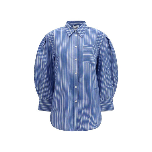 Ganni Striped Blue Cotton Shirt