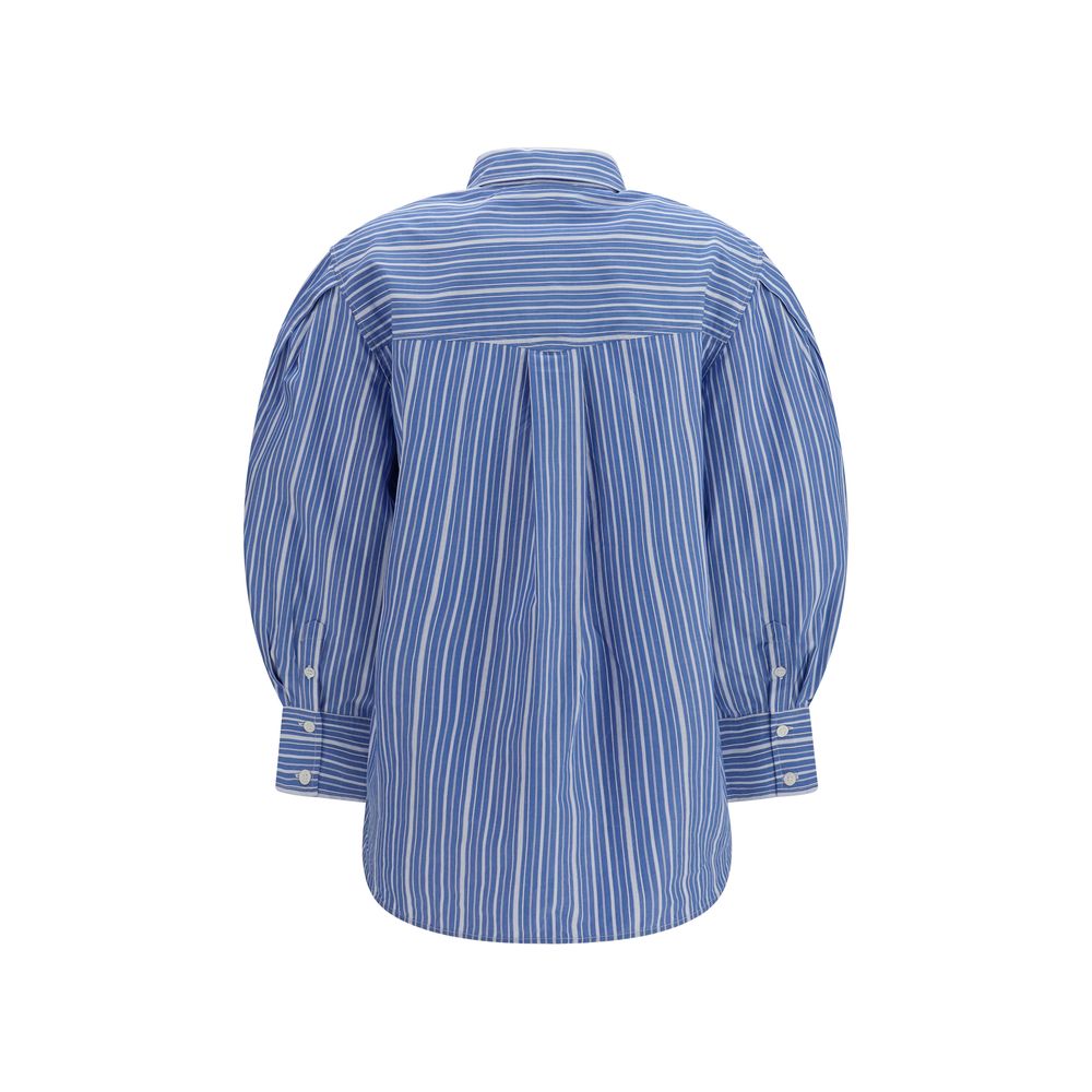 Ganni Striped Blue Cotton Shirt