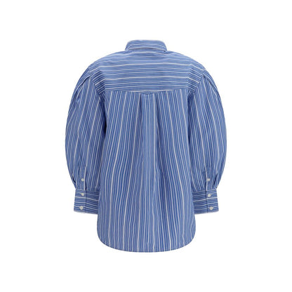 Ganni Striped Blue Cotton Shirt