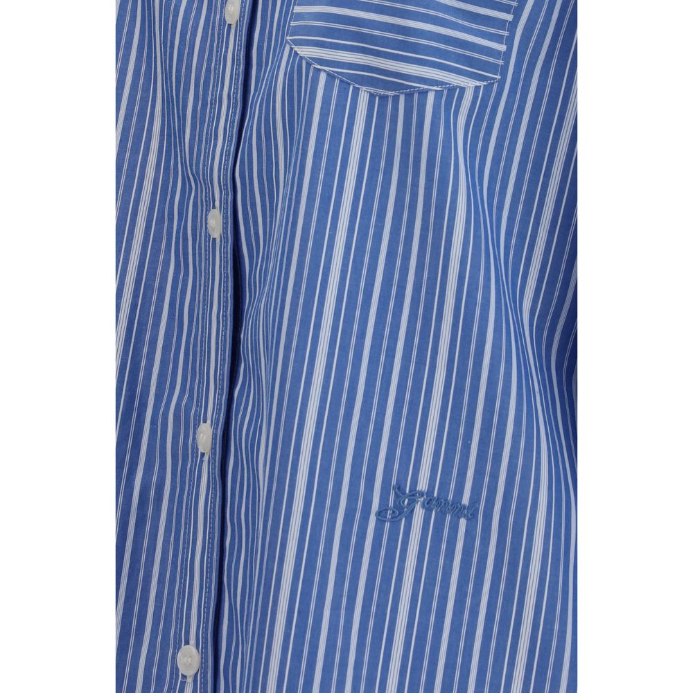 Ganni Striped Blue Cotton Shirt