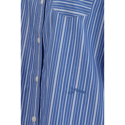 Ganni Striped Blue Cotton Shirt