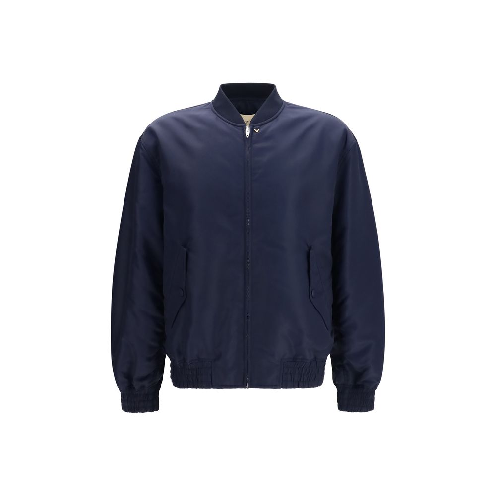 Valentino Blue VLogo Signature Bomber Jacket for Men