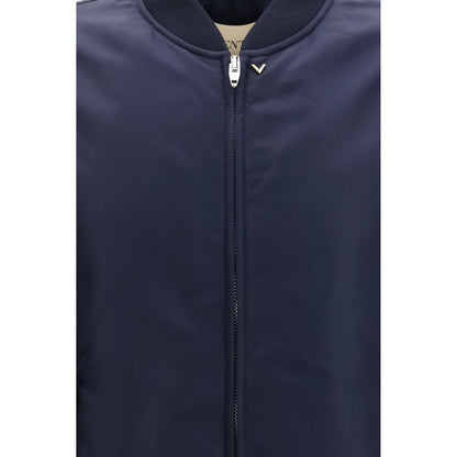 Valentino Blue VLogo Signature Bomber Jacket for Men