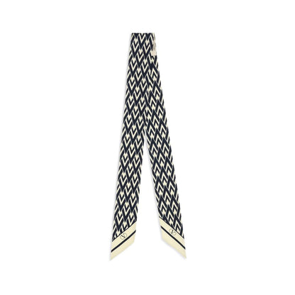 Valentino Garavani Blue Silk Twill Tout La V Scarf