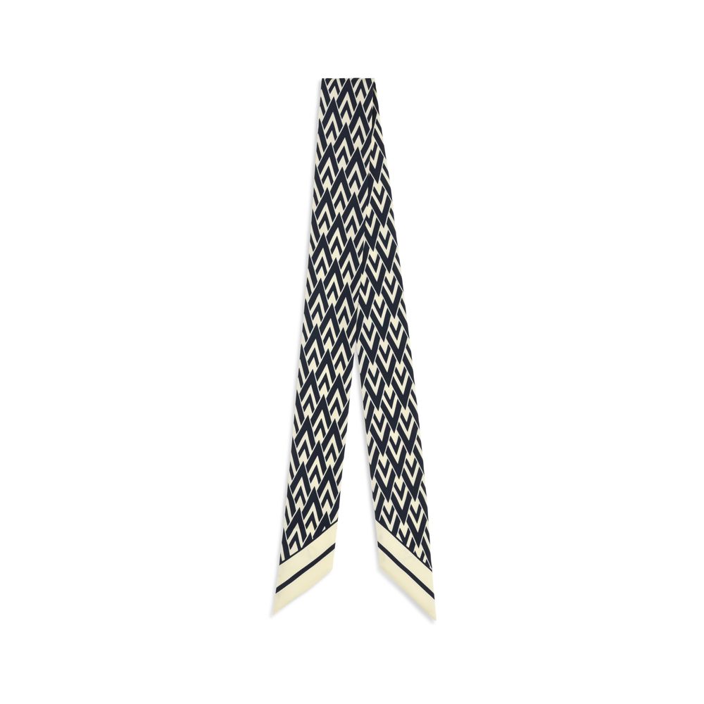 Valentino Garavani Blue Silk Twill Tout La V Scarf