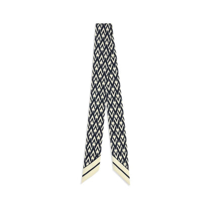 Valentino Garavani Blue Silk Twill Tout La V Scarf