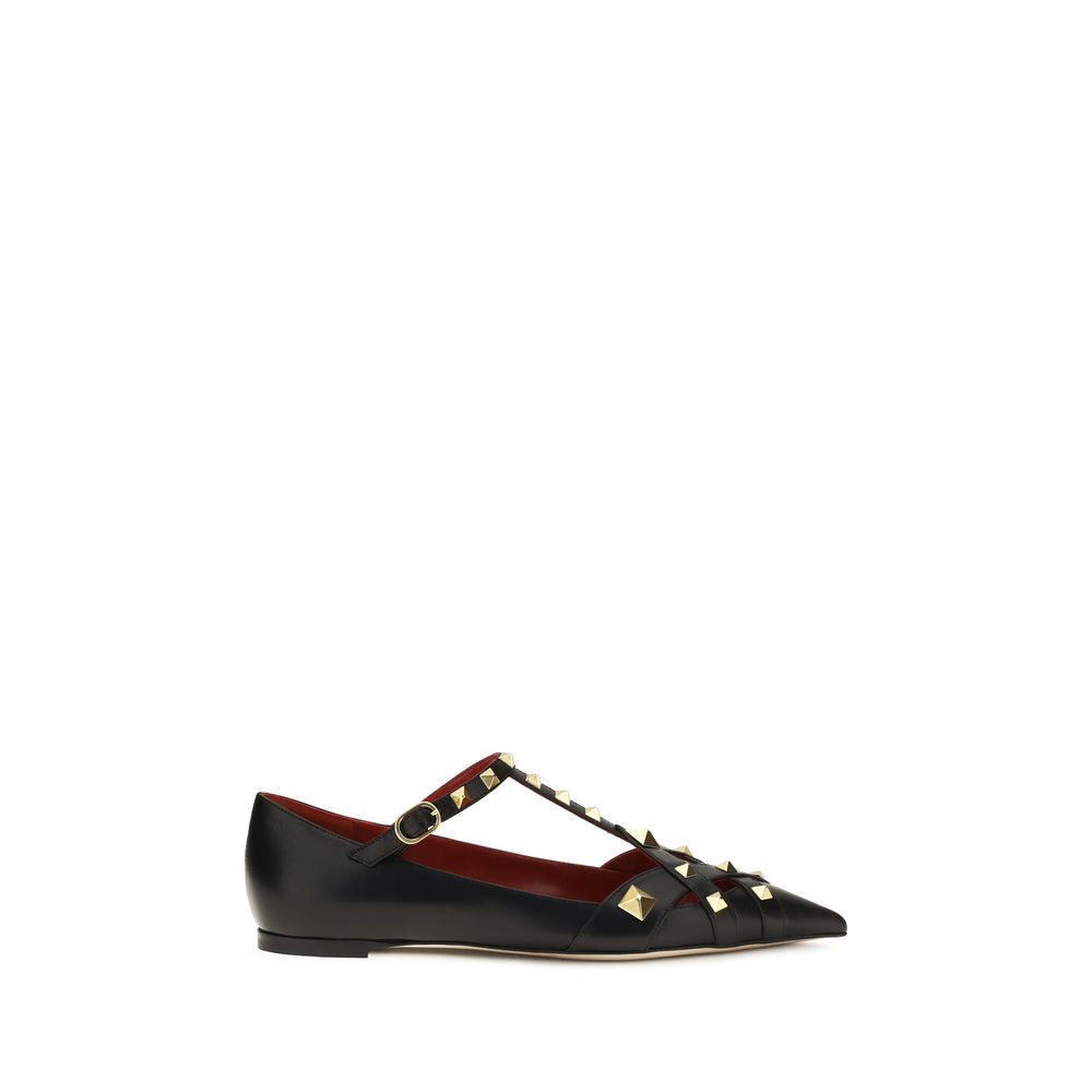 Valentino Garavani Black Studdy Mary Jane Ballet Flats