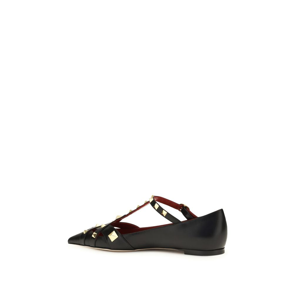 Valentino Garavani Black Studdy Mary Jane Ballet Flats