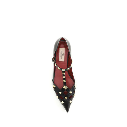 Valentino Garavani Black Studdy Mary Jane Ballet Flats