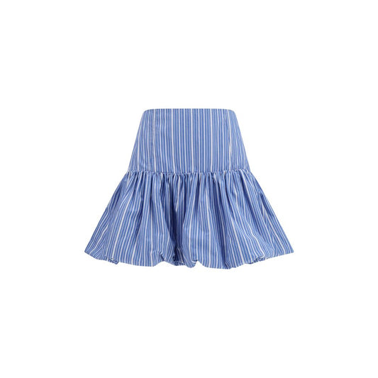 Ganni Blue Cotton Mini Balloon Skirt