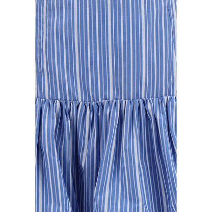 Ganni Blue Cotton Mini Balloon Skirt
