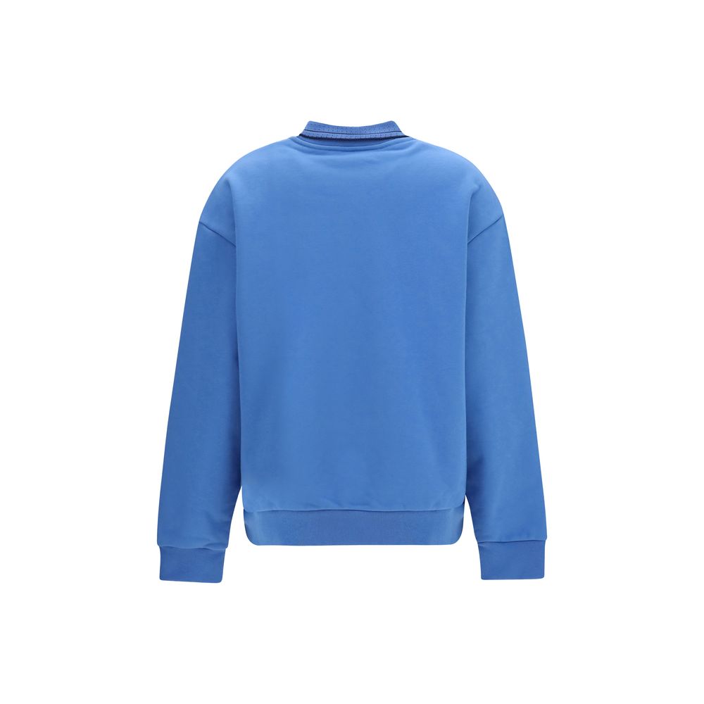 Miu Miu Blue Cotton Sweatshirt with Embroidered Logo and Collar