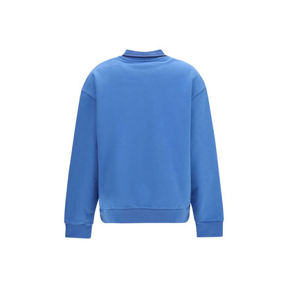 Miu Miu Blue Cotton Sweatshirt with Embroidered Logo and Collar