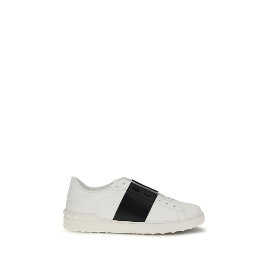 Valentino Garavani Black and White Leather Open Low Top Sneakers