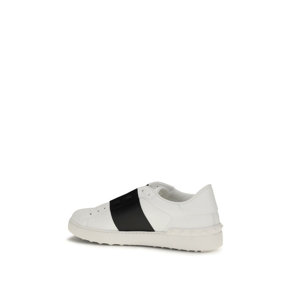 Valentino Garavani Black and White Leather Open Low Top Sneakers