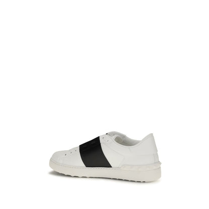 Valentino Garavani Black and White Leather Open Low Top Sneakers