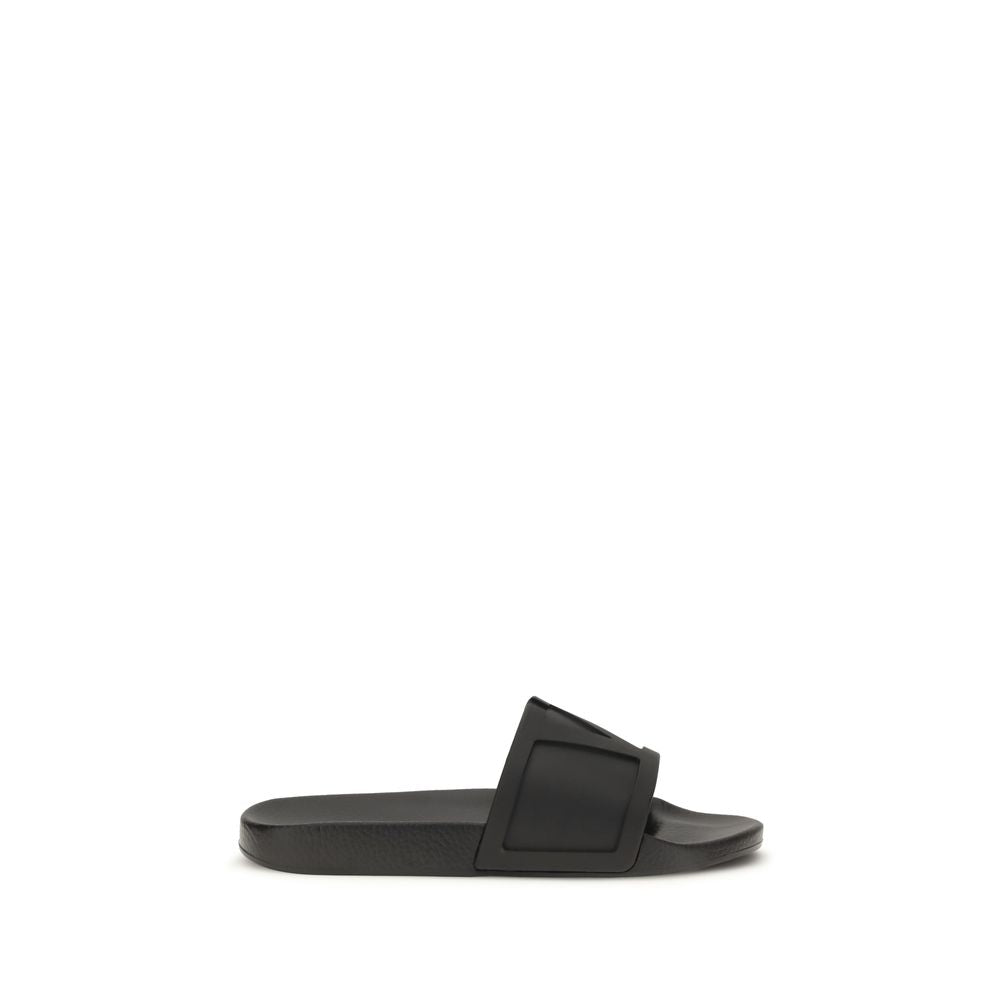 Valentino Garavani Black Rubber Coolside VLogo Sandals