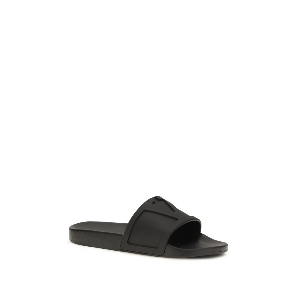 Valentino Garavani Black Rubber Coolside VLogo Sandals