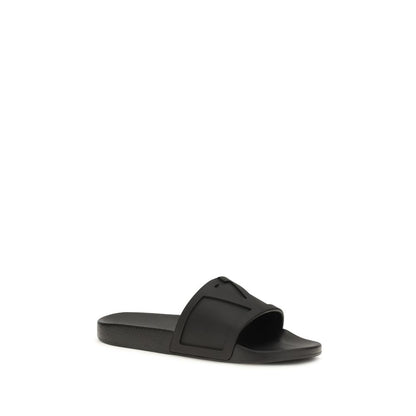 Valentino Garavani Black Rubber Coolside VLogo Sandals
