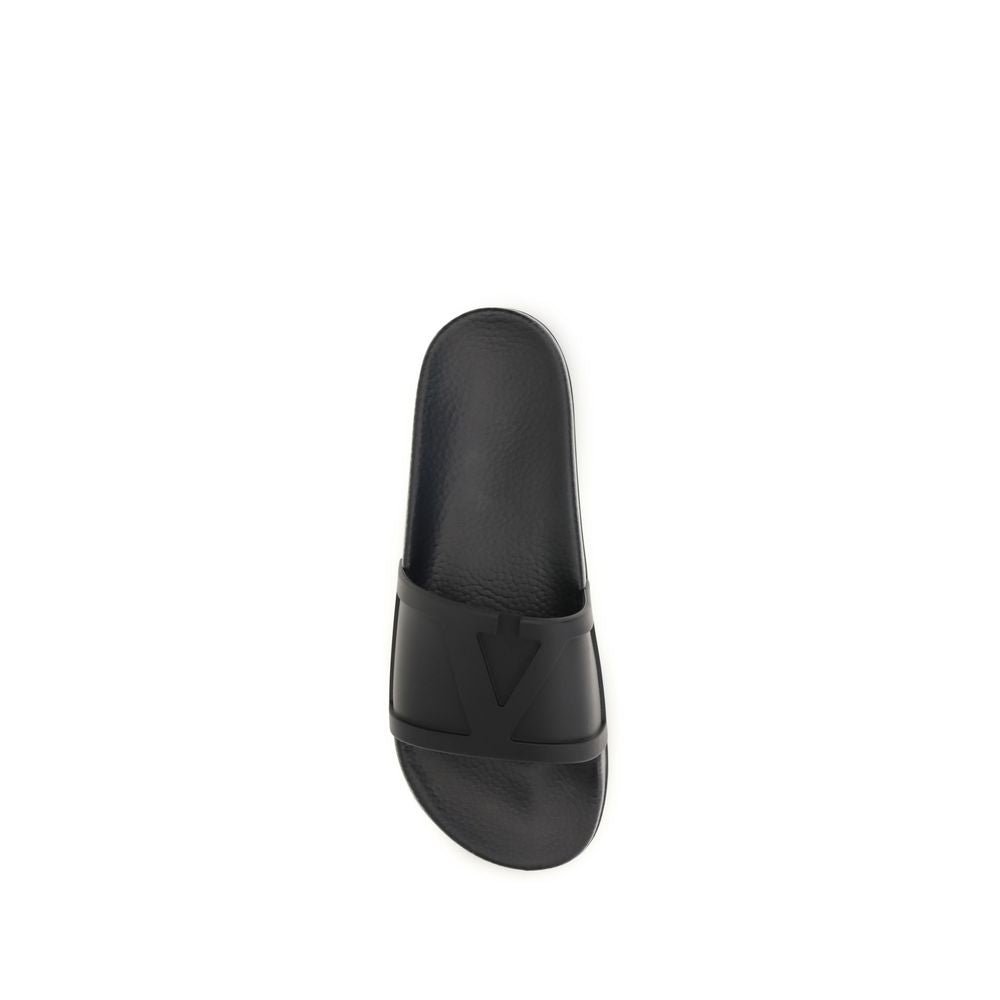 Valentino Garavani Black Rubber Coolside VLogo Sandals