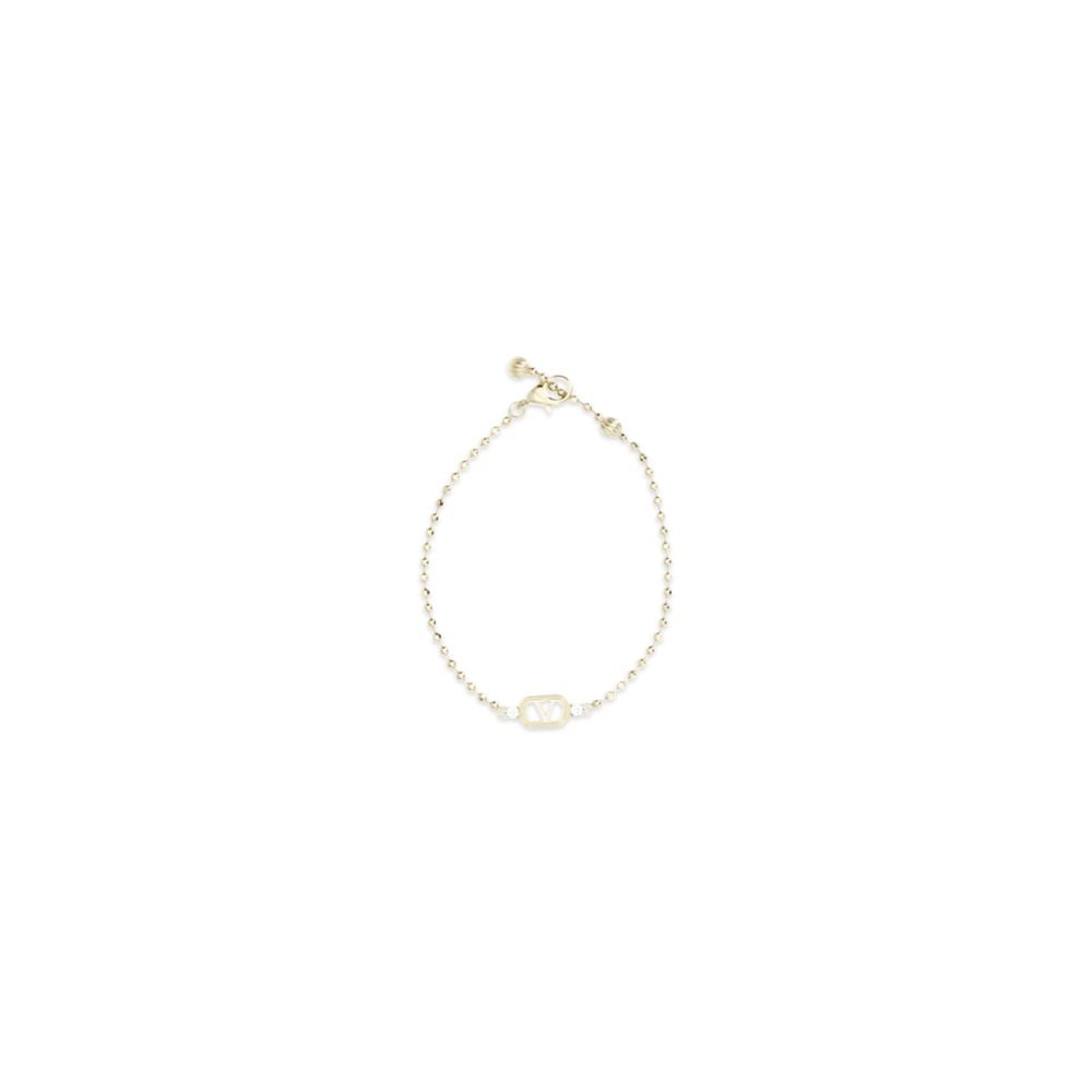Valentino Garavani Gold Metal Ovalette Bracelet with Swarovski Crystals