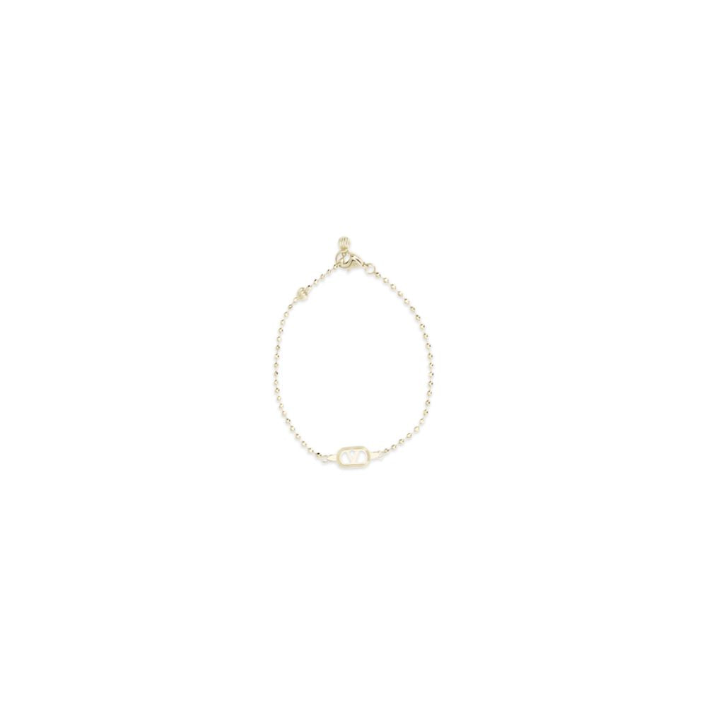Valentino Garavani Gold Metal Ovalette Bracelet with Swarovski Crystals