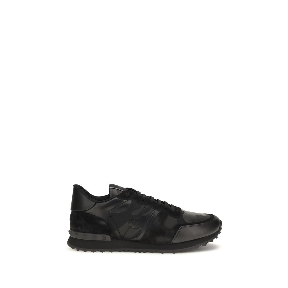 Valentino Garavani Black & Grey Rockrunner Camouflage Sneakers