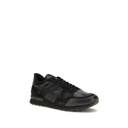 Valentino Garavani Black & Grey Rockrunner Camouflage Sneakers