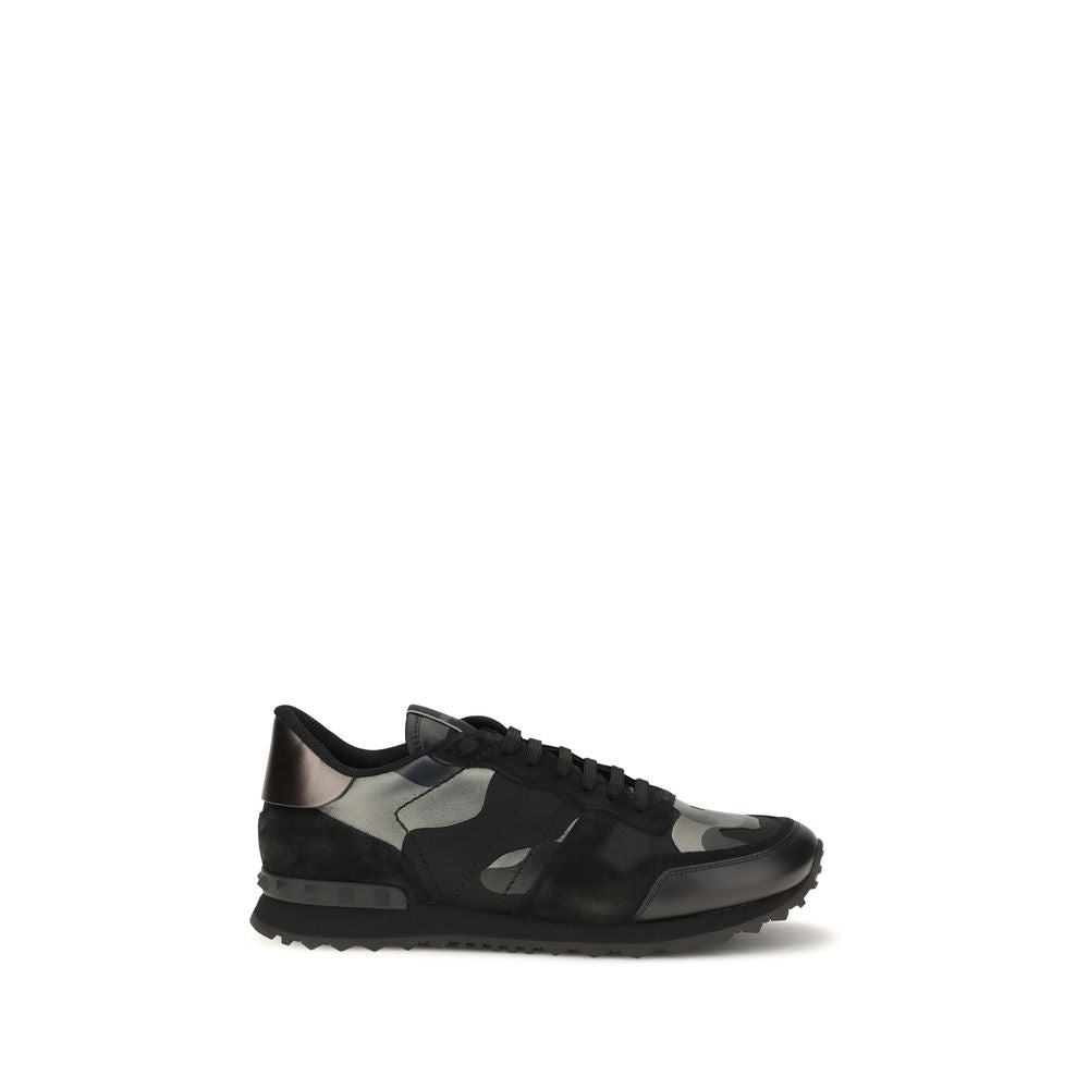 Valentino Garavani Black Rockrunner Camouflage Noir Metallic Sneakers