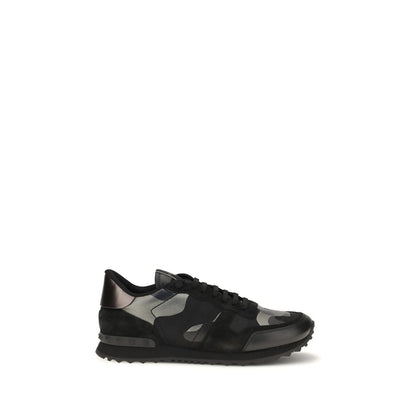 Valentino Garavani Black Rockrunner Camouflage Noir Metallic Sneakers