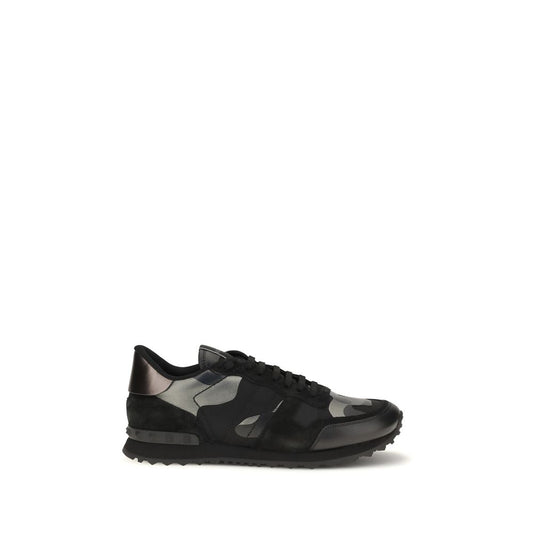 Valentino Garavani Black Rockrunner Camouflage Noir Metallic Sneakers