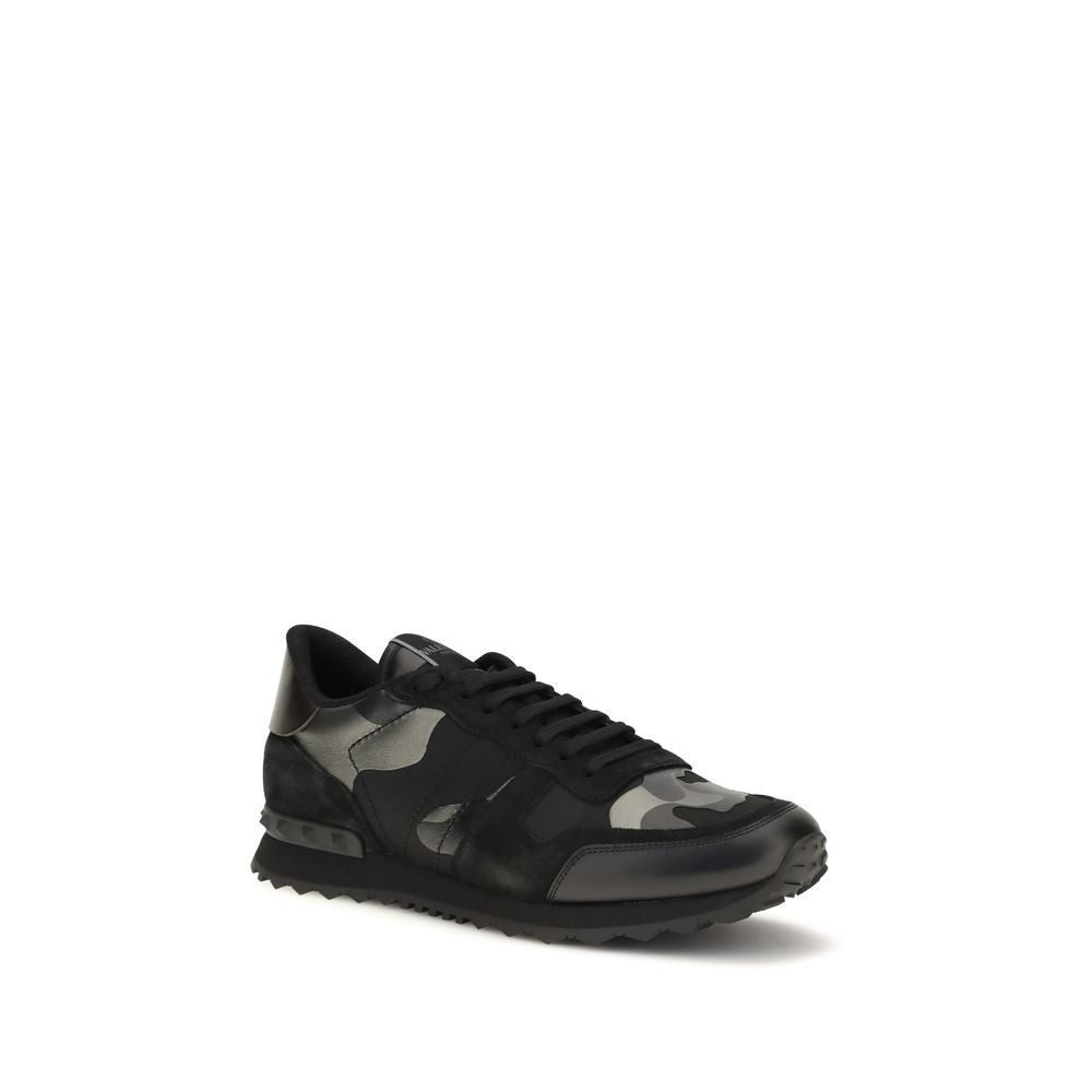 Valentino Garavani Black Rockrunner Camouflage Noir Metallic Sneakers
