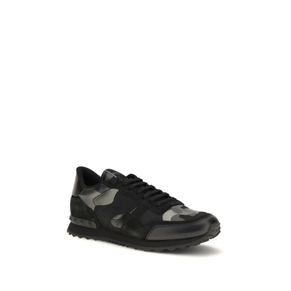 Valentino Garavani Black Rockrunner Camouflage Noir Metallic Sneakers