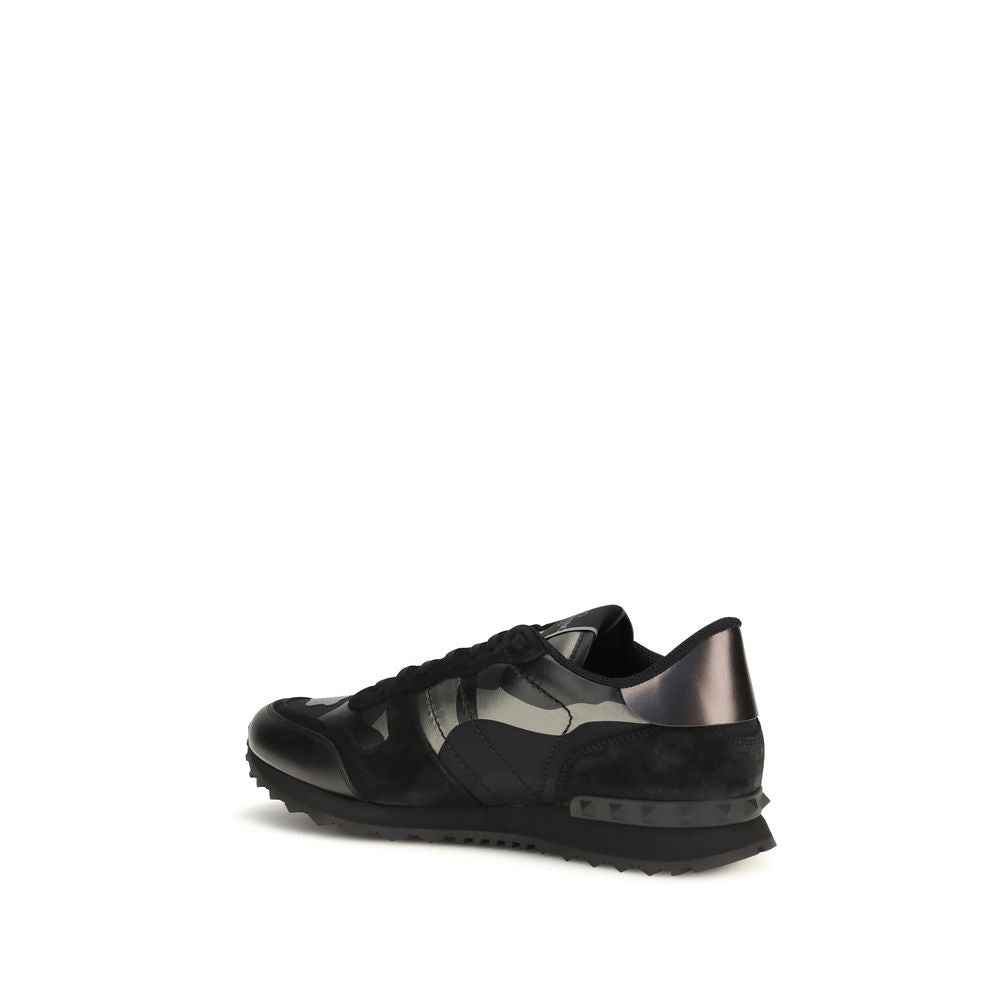 Valentino Garavani Black Rockrunner Camouflage Noir Metallic Sneakers