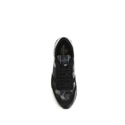 Valentino Garavani Black Rockrunner Camouflage Noir Metallic Sneakers