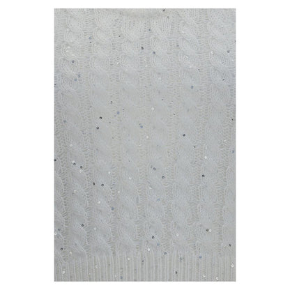 Brunello Cucinelli White Linen Knit Tank Top with Sequins