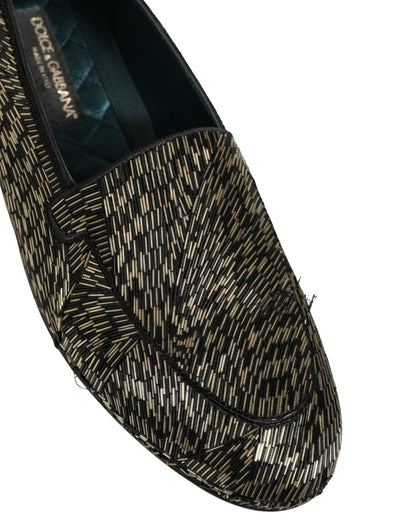 Dolce & Gabbana Black Silver Embellished Dress Loafers Shoes