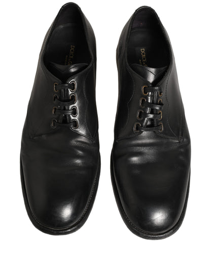 Dolce & Gabbana Black Leather Derby Dress Men Formal Shoes