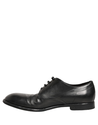 Dolce & Gabbana Black Leather Derby Dress Men Formal Shoes