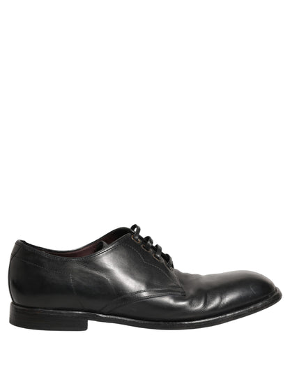 Dolce & Gabbana Black Leather Derby Dress Men Formal Shoes