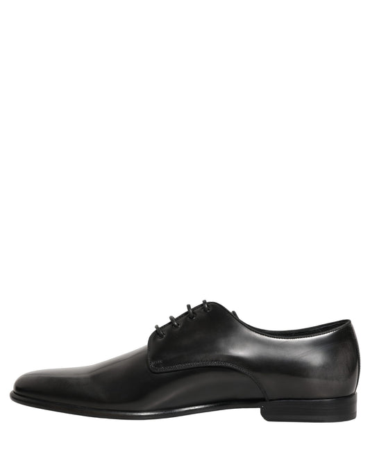 Dolce & Gabbana Black Leather Men Derby Dress Formal Shoes