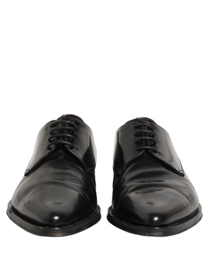 Dolce & Gabbana Black Leather Men Derby Dress Formal Shoes