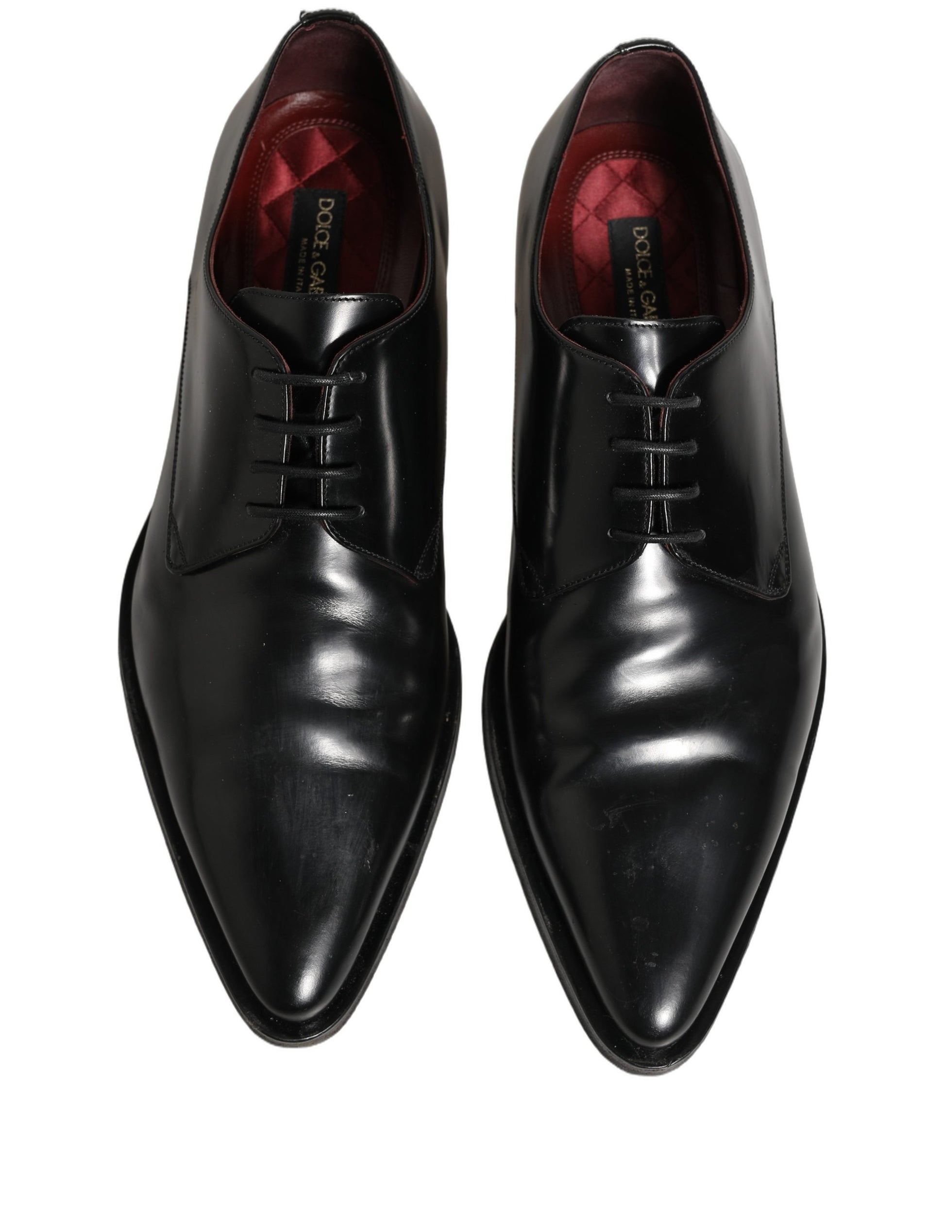 Dolce & Gabbana Black Leather Men Derby Dress Formal Shoes