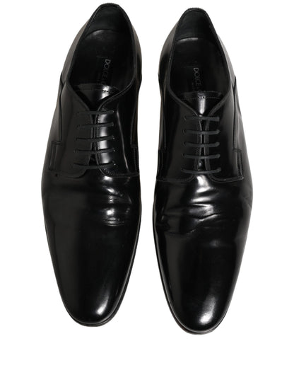 Dolce & Gabbana Black Leather Men Derby Dress Formal Shoes