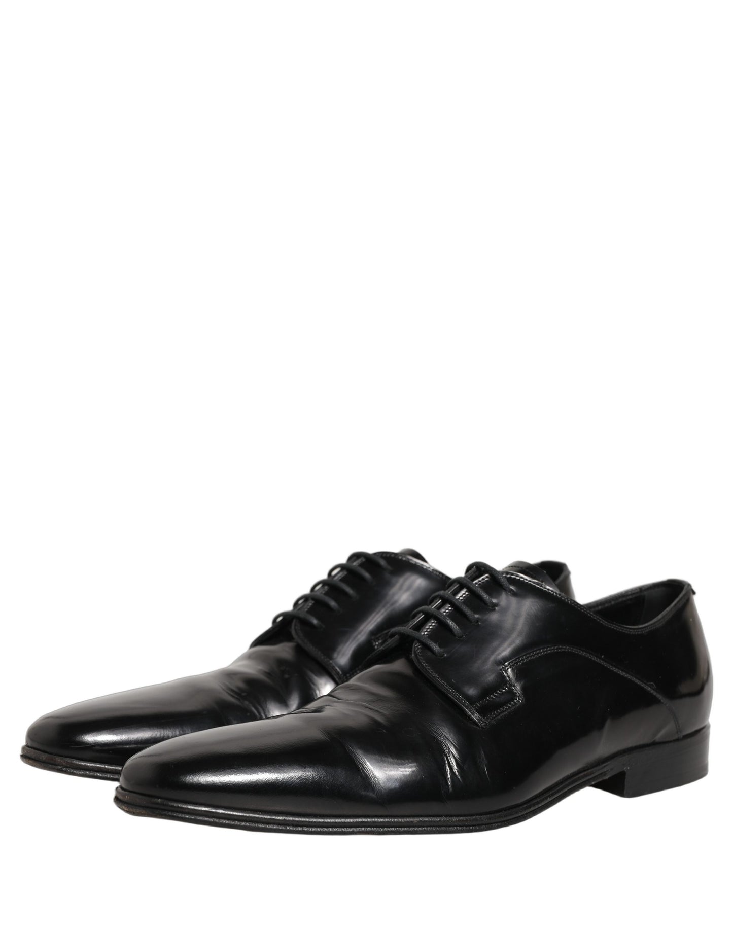 Dolce & Gabbana Black Leather Men Derby Dress Formal Shoes