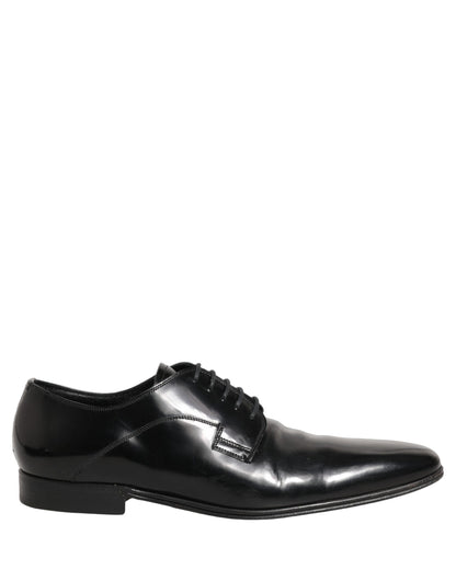 Dolce & Gabbana Black Leather Men Derby Dress Formal Shoes