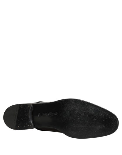 Dolce & Gabbana Black Leather Men Derby Dress Formal Shoes