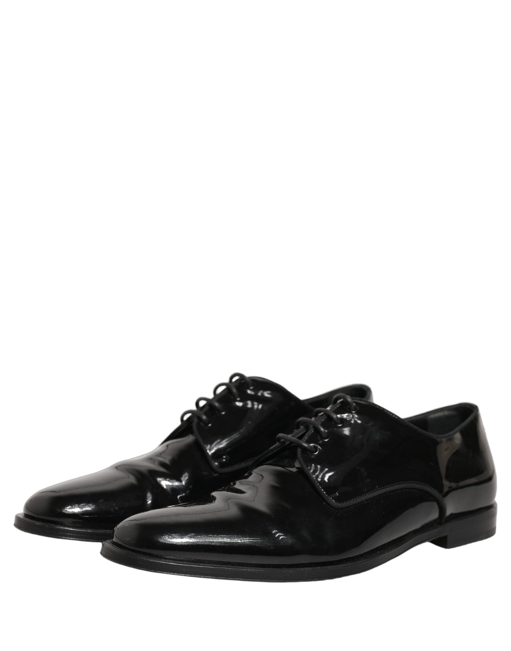 Dolce & Gabbana Black Leather Men Derby Dress Formal Shoes